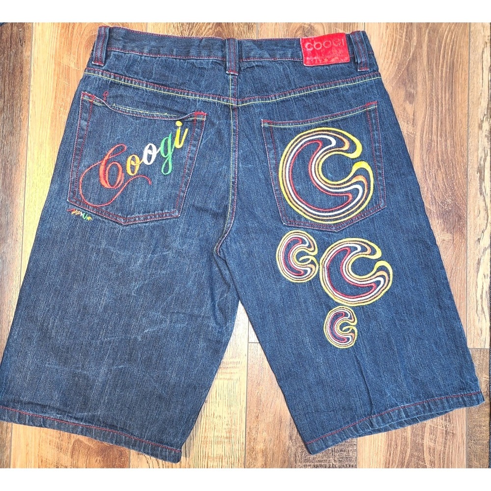 Vintage Coogi Denim Shorts Mens 38 Blue Embroidered Logo Classic Fit Authentic‎